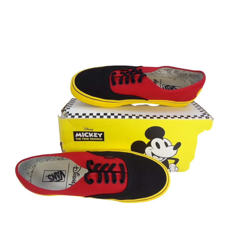 Vans Authentic Disney Mickey Mouse 90th Anniv Black Red Yellow Sneakers-Men's 11